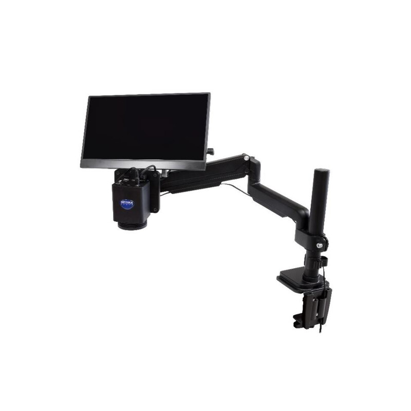 Optika Microscopio IS-4K3, zoom ottico 1x-18x, autofocus, 8 MP, 4K Ultra HD, supporto a pantografo, 15,6