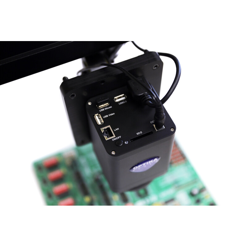 Optika Microscopio IS-4K3, zoom ottico 1x-18x, autofocus, 8 MP, 4K Ultra HD, supporto a pantografo, 15,6