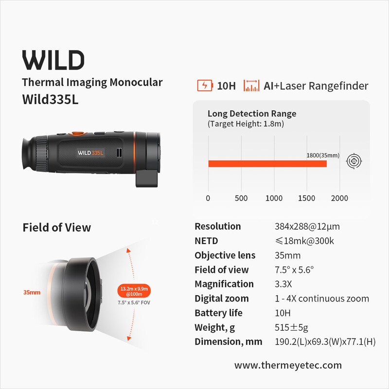 ThermTec Camera termica Wild 335L Laser Rangefinder