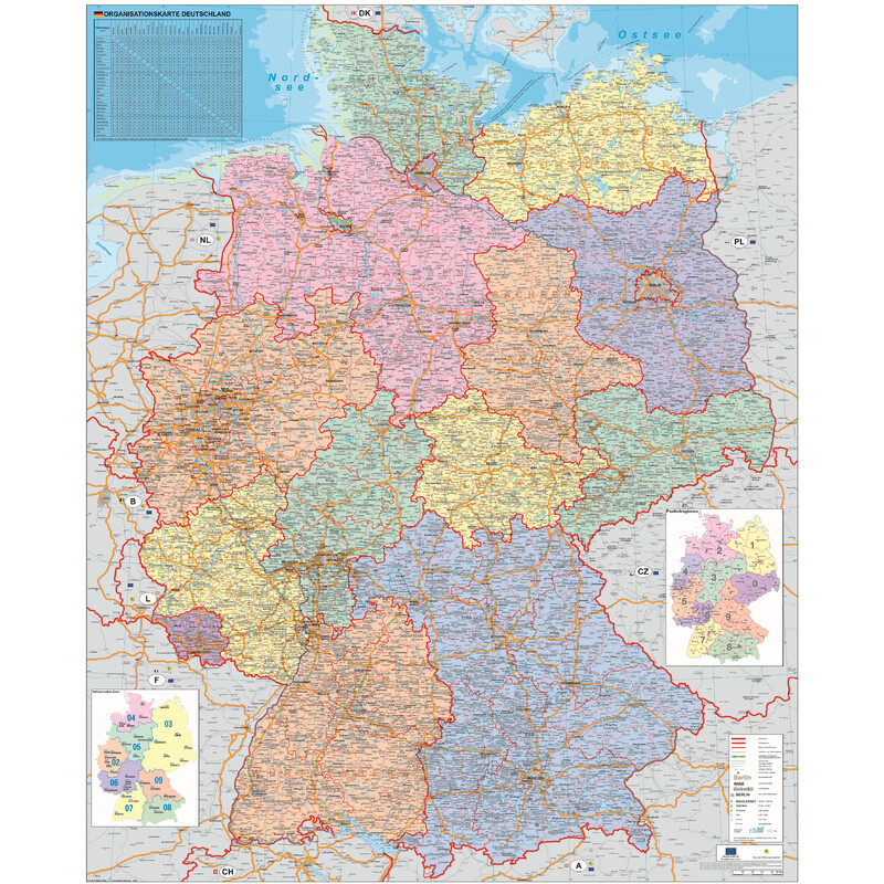 Stiefel Germania Mappa politica (100 cm x 140 cm)
