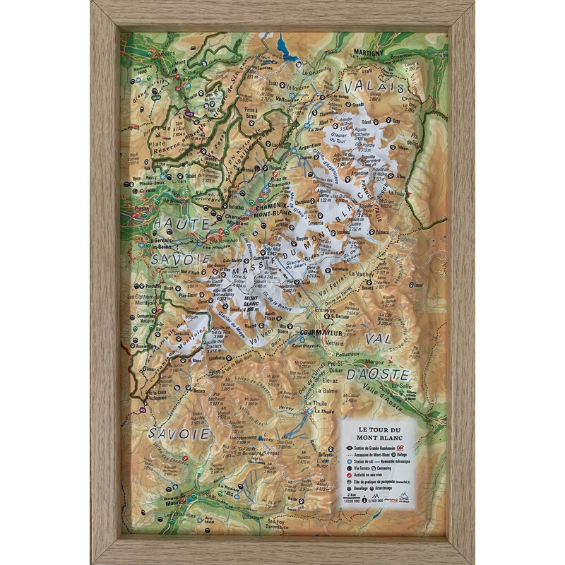 3Dmap Mappa Regionale Le tour du Mont Blanc (19,5 cm x 29,5 cm)