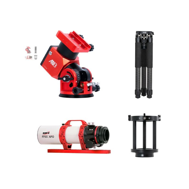 ZWO Telescopio FF65 AP 65/416 Quintupletto con AM3 e Cavalletto Carbon