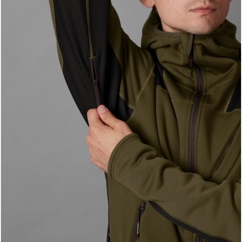 Härkila Felpa con cappuccio in pile Deer Stalker , verde salice/marrone ombra taglia L