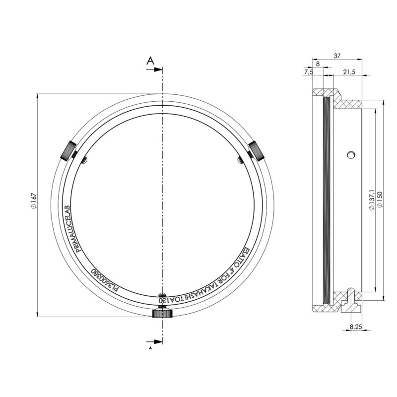 PrimaLuceLab Adapter ESATTO 4" per Takahashi TOA130