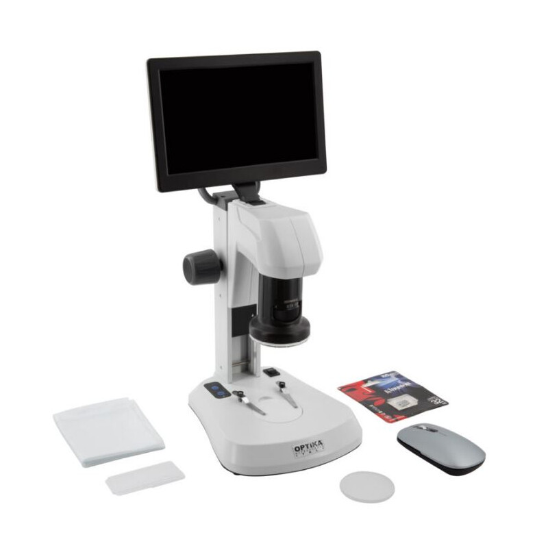 Optika, Microscopio, SFX-85V, Zoom digitale, monitor da 9", 8x-54x, LED, Luce trasmessa e riflessa