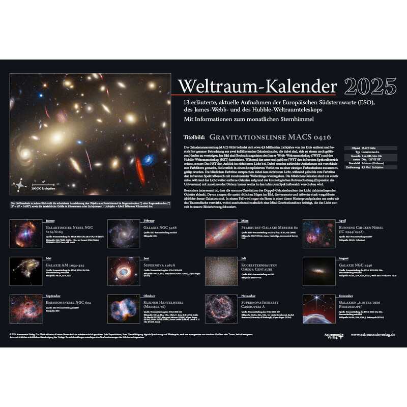 Astronomie-Verlag Calendario Weltraum-Kalender 2025
