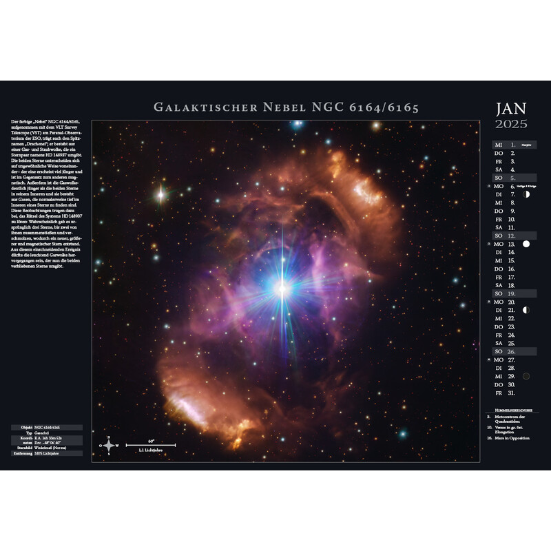 Astronomie-Verlag Calendario Weltraum-Kalender 2025
