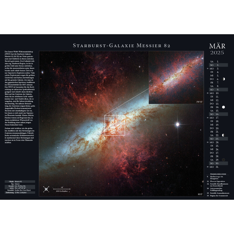 Astronomie-Verlag Calendario Weltraum-Kalender 2025