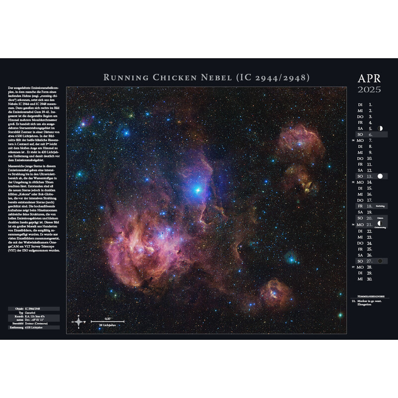 Astronomie-Verlag Calendario Weltraum-Kalender 2025