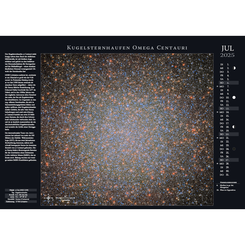 Astronomie-Verlag Calendario Weltraum-Kalender 2025
