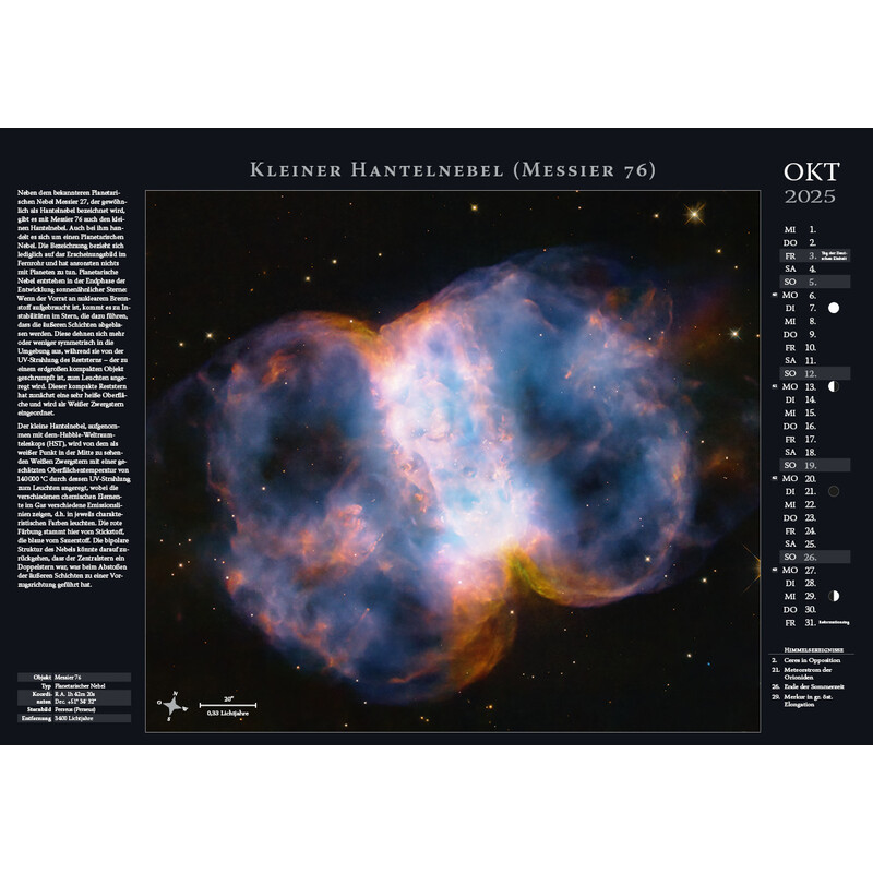 Astronomie-Verlag Calendario Weltraum-Kalender 2025