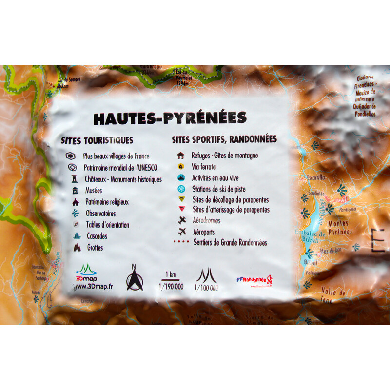 3Dmap Mappa Regionale Hautes-Pyrénées (61cm x 41cm)