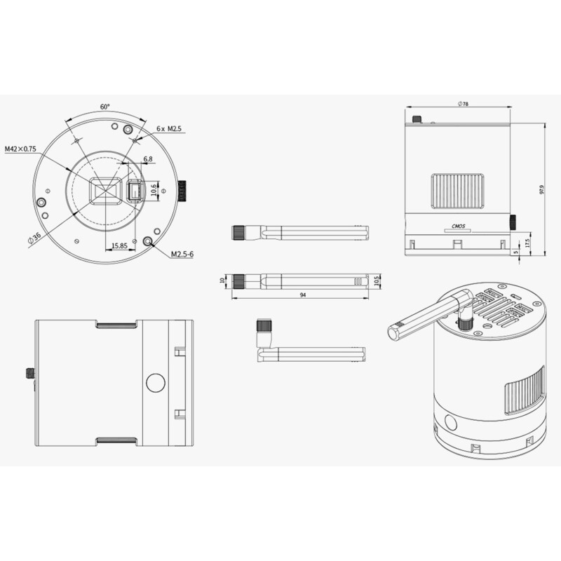ZWO Fotocamera ASI 585 MM-Air Mono