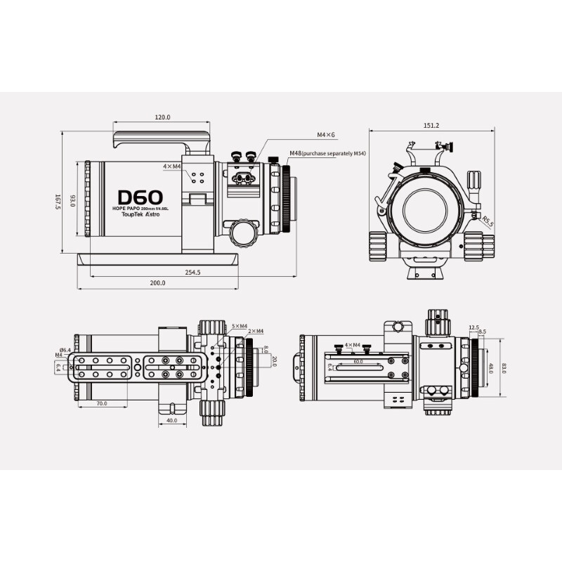 ToupTek Rifrattore Apocromatico HOPE D60 60/280 f/4.66