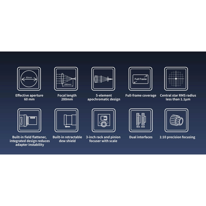 ToupTek Rifrattore Apocromatico HOPE D60 60/280 Tilter