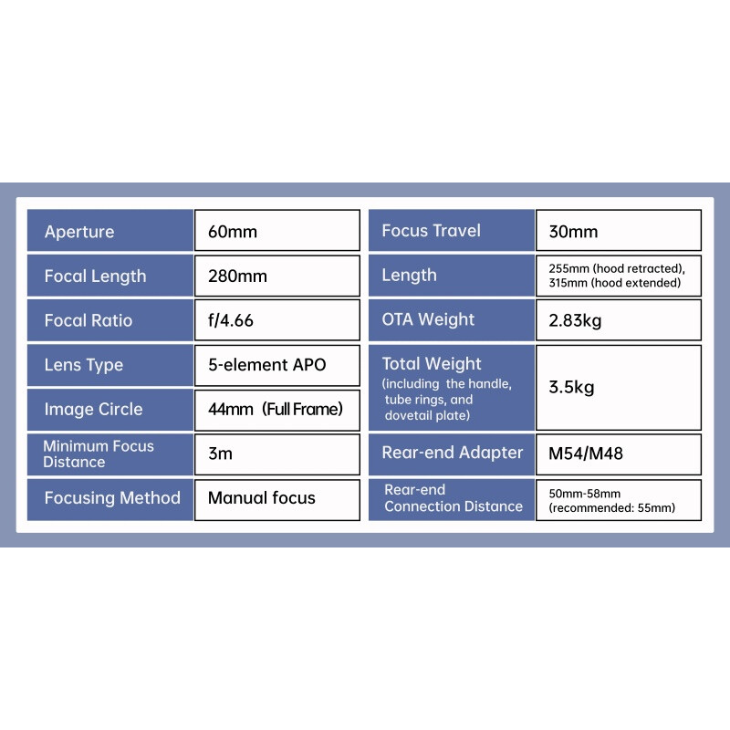ToupTek Rifrattore Apocromatico HOPE D60 60/280 Tilter