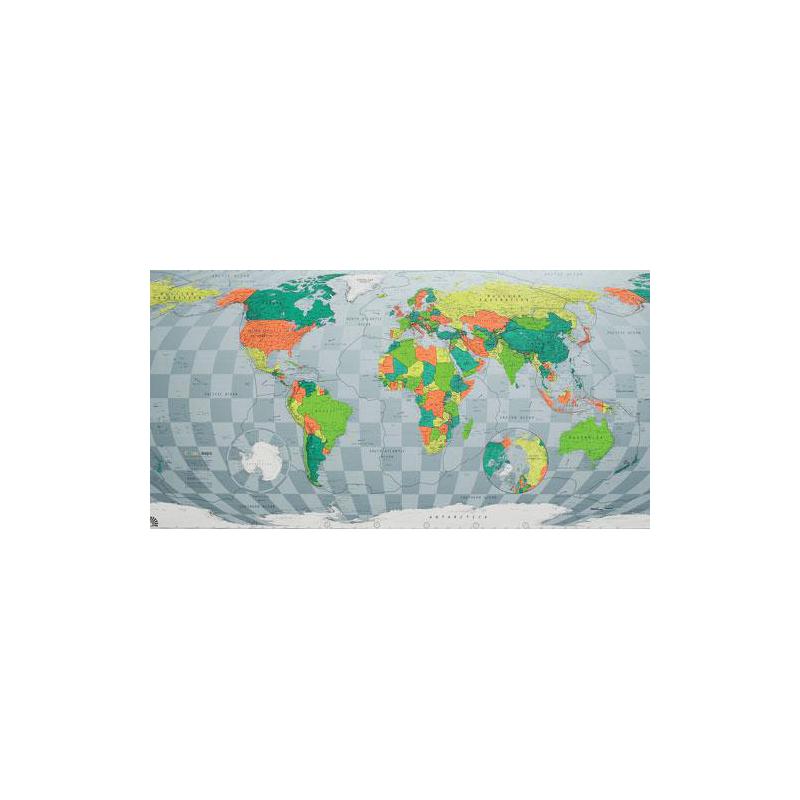 The Future Mapping Company Mappa del Mondo Planisfero Colour Map verde-rosso-arancione-blu, magnetico