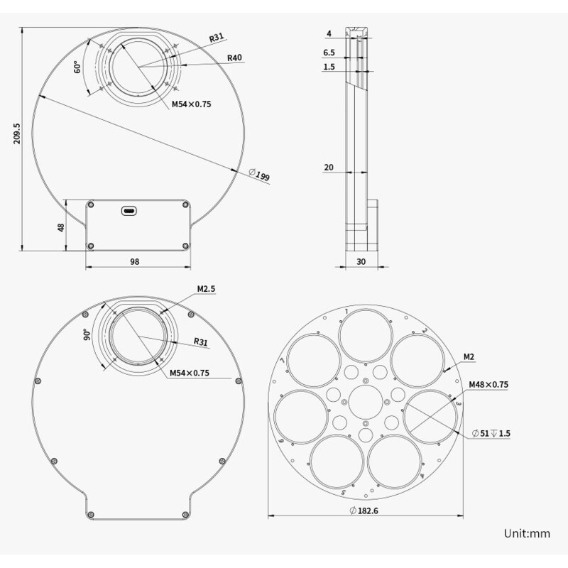 ZWO Ruota portafiltri EFW 7x 2"