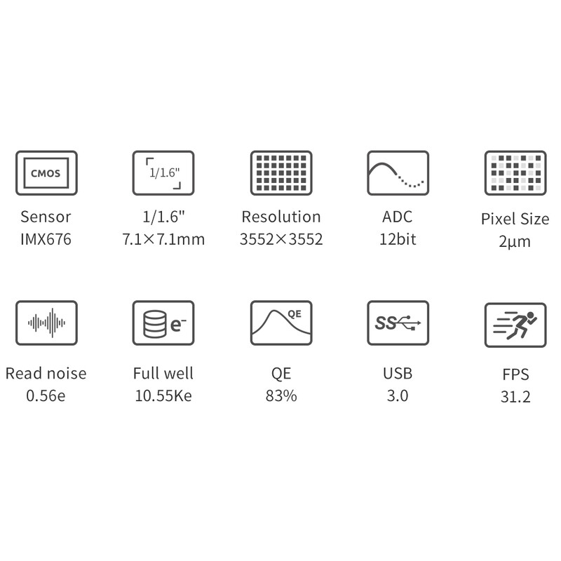 ZWO Fotocamera ASI 676 MM Mono