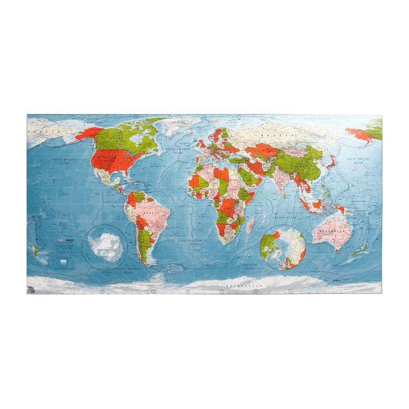 The Future Mapping Company Colour Map Weltkarte rot-limette-creme-pink