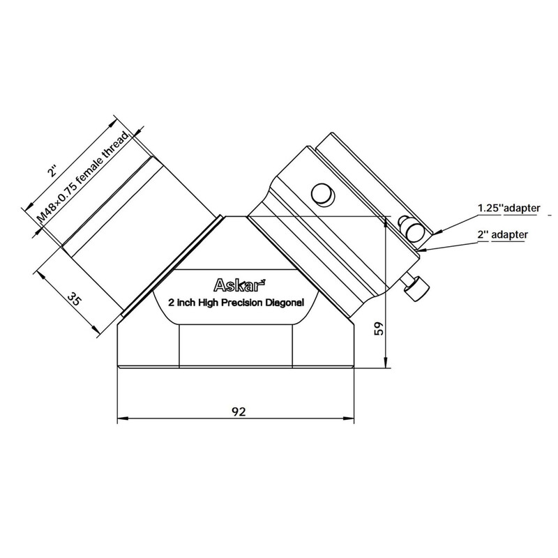 Askar Specchio diagonale 90° 2"