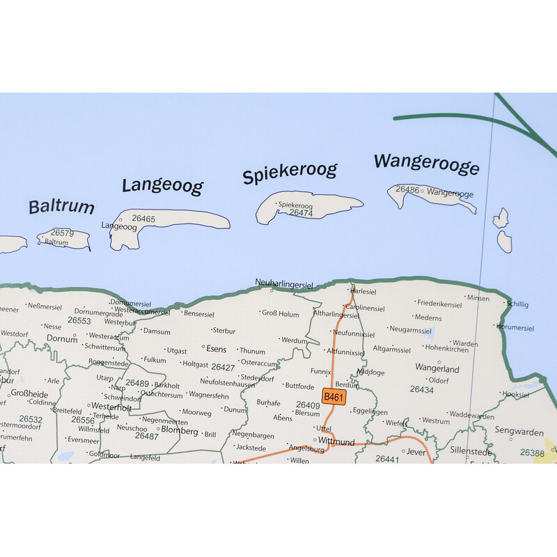 GeoMetro Mappa Regionale Codici postali della Bassa Sassonia (100 x 110 cm)