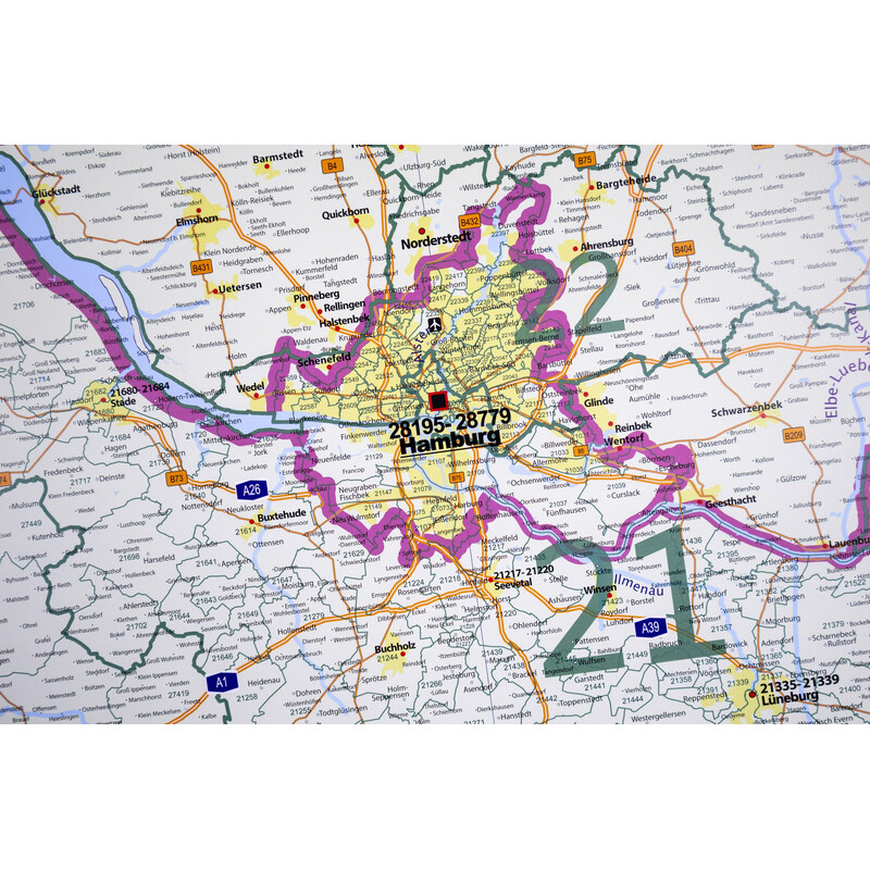 GeoMetro Mappa Regionale Codici postali della Bassa Sassonia (100 x 123 cm)