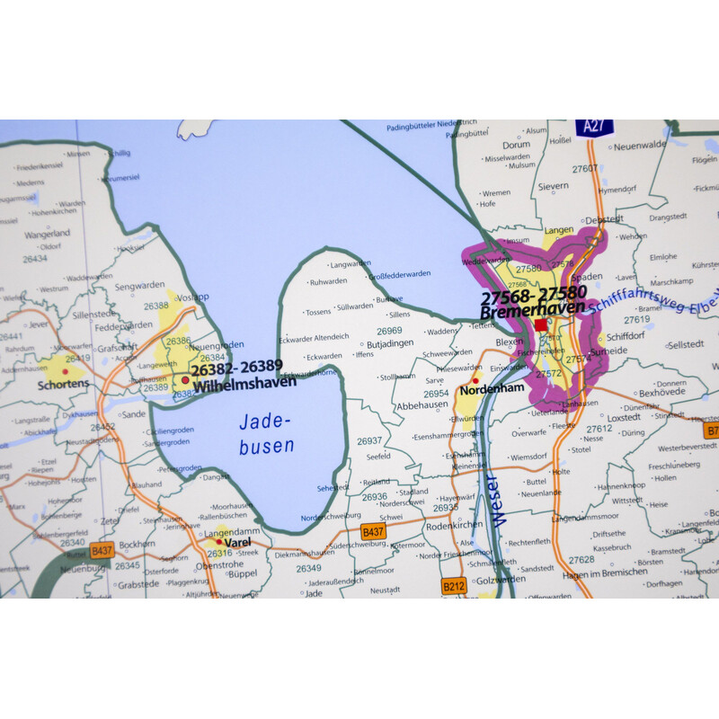 GeoMetro Mappa Regionale Codici postali della Bassa Sassonia (100 x 110 cm)