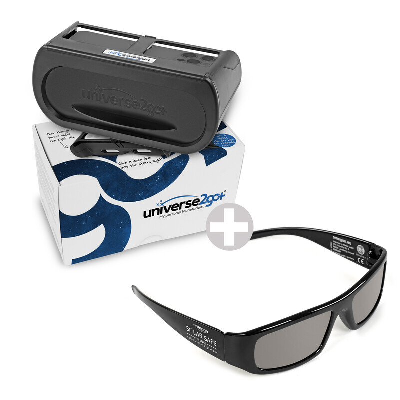 Omegon Planetari Personali Universe2Go+ + Occhiali per eclissi solari Solar Safe Deluxe