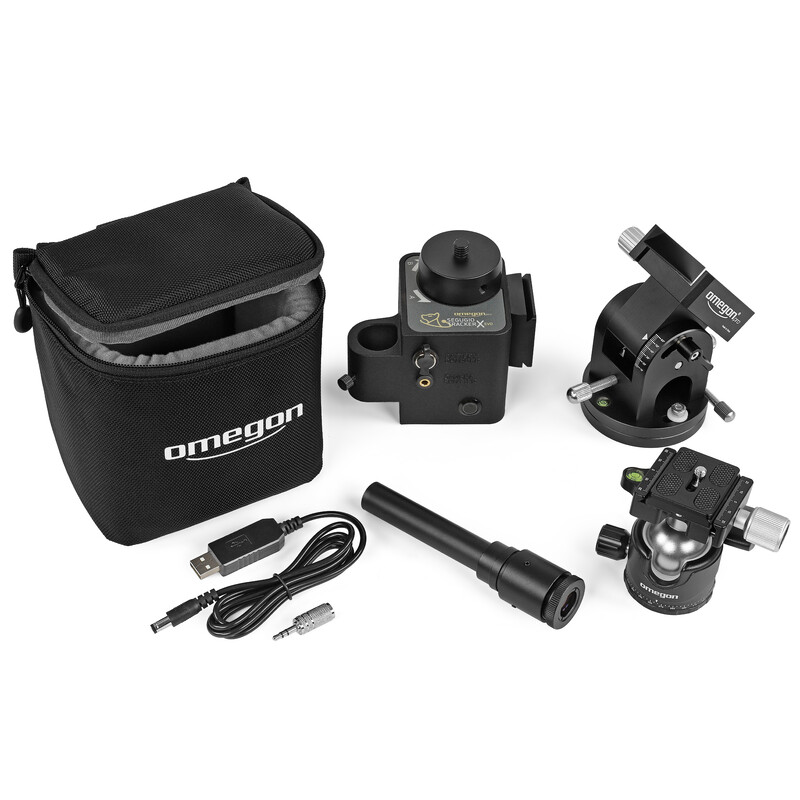 Omegon Montatura Set Segugio Tracker con testa a sfera, testa equatoriale Deluxe e cercatore polare